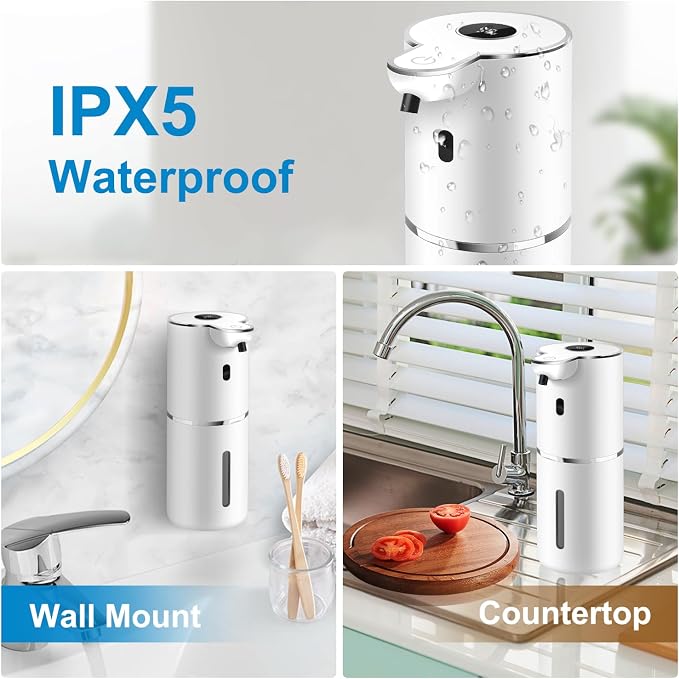 Automatic Foaming Soap Dispenser 12.8oz, Rechargeable & 6 Levels Foaming - Image 5