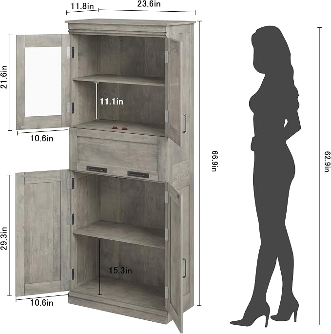 GAOMON 67" Tall Bathroom Cabinet - Image 2