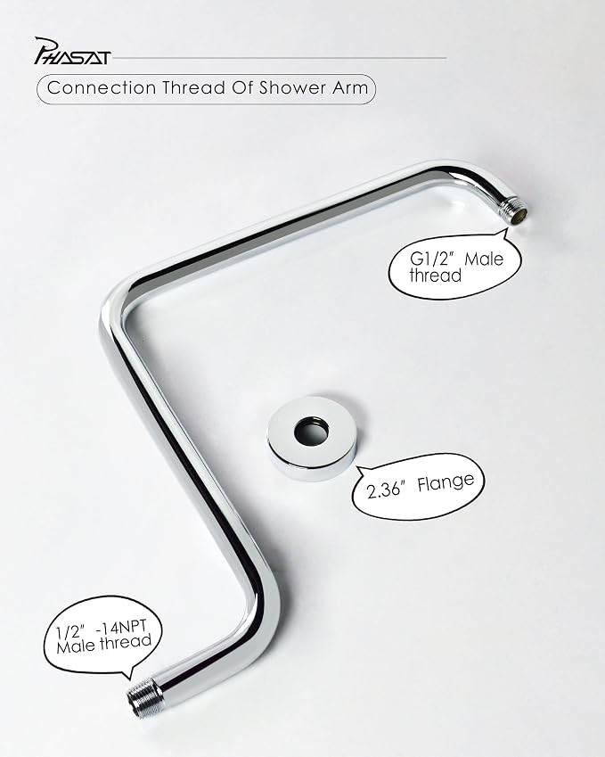 PHASAT S Shaped Shower Arm - Image 4
