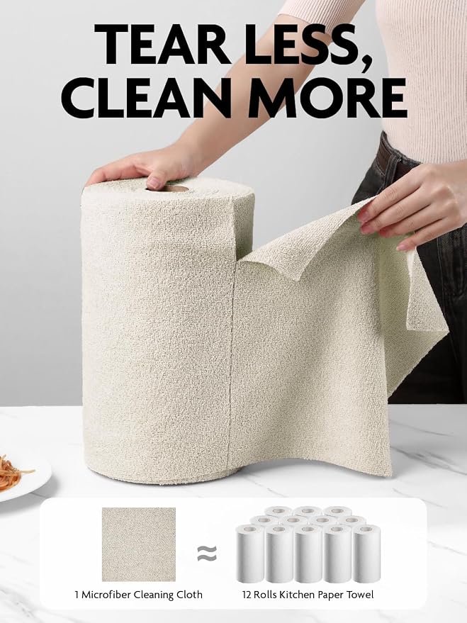 Fantasticlean Microfiber Cleaning Cloth Roll -75 Pack, Tear Away Microfiber - Image 2