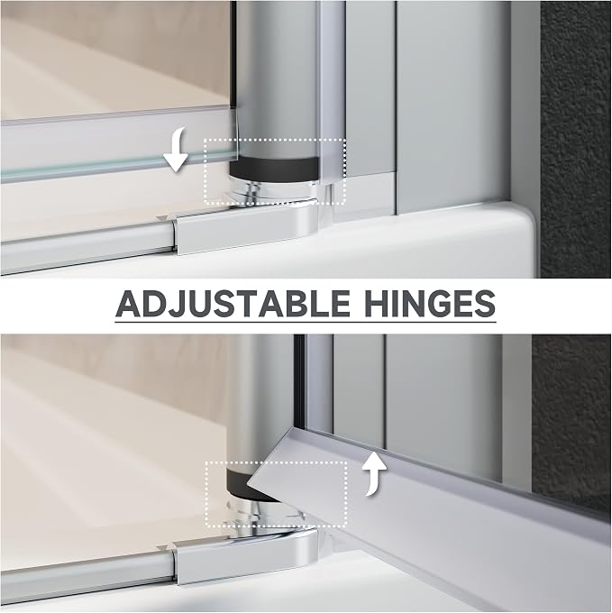 33.5-35 Inch Pivot Shower Door 72 Inch H, Semi-Frameless Sliver Aluminum - Image 5