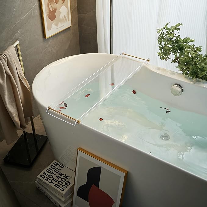 Bathtub Tray Clear Caddy Rack: Acrylic Tub Tray Shelf - Image 3