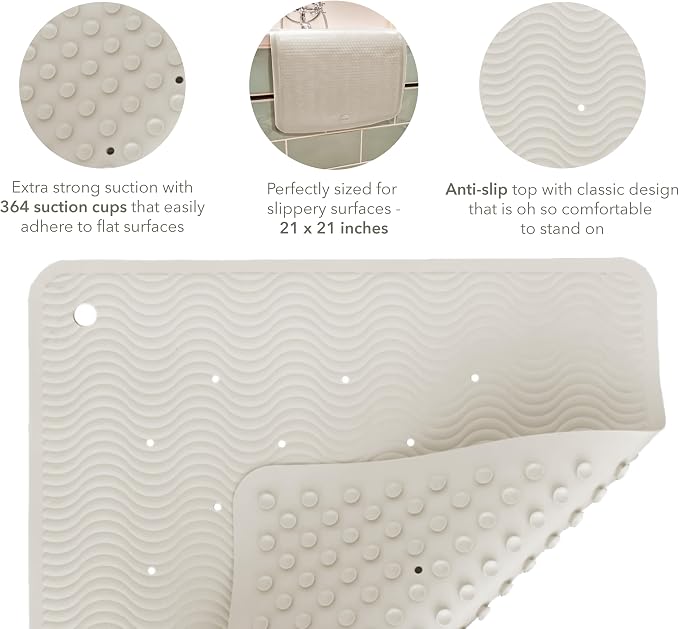 HEVEA Natural Rubber Wave Bath Mat – Square 21x21 in - Image 3