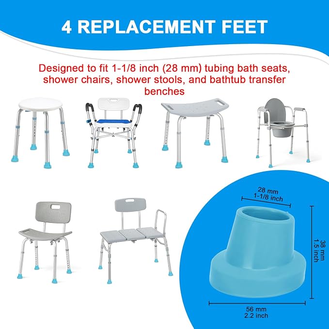 supregear Replacement Feet for Shower Chair Bath Seat, 1-1/8" I.D. Slope Rubber - Image 2