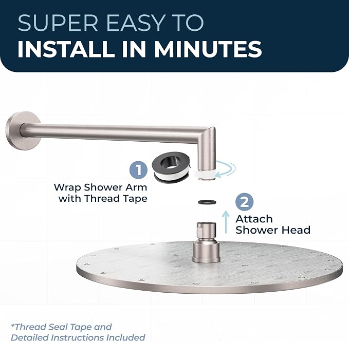HammerHead Showers® Solid Metal 12 Inch Rainfall Shower Head, Large Rain Shower - Image 7