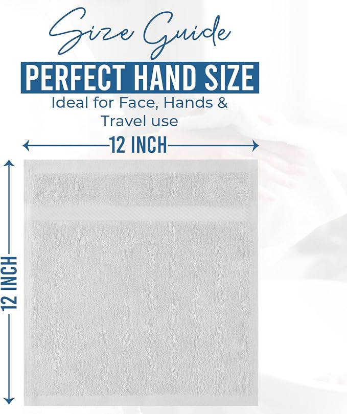 DAN RIVER 12-Pack Premium 100% Cotton White Face Towels – Reusable Face Towel - Image 2