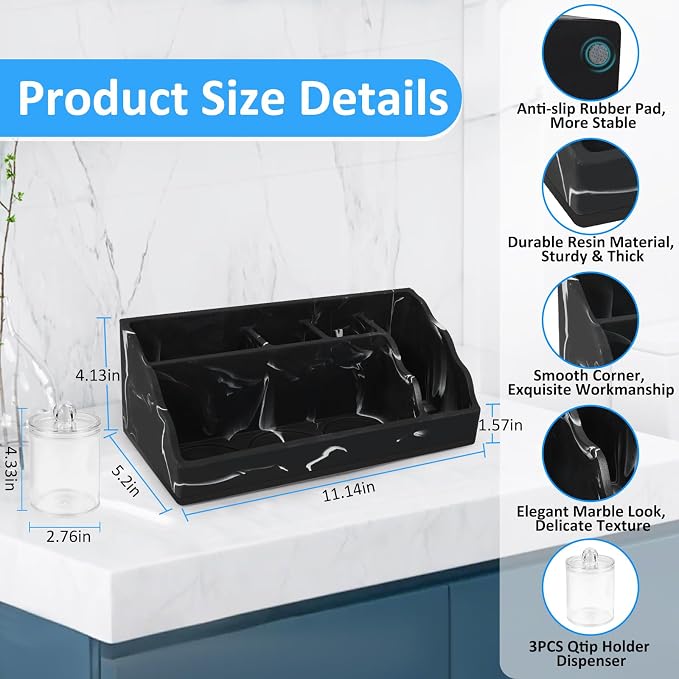 Marble Bathroom Countertop Organizer, Toothbrush and Toothpaste Holder - Image 4