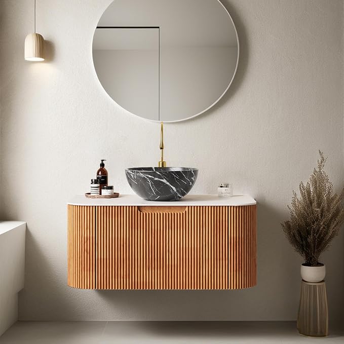 30 inch Bathroom Vanity with Sink, Floating Vanities with Ultra-Thin Marble by Unknown