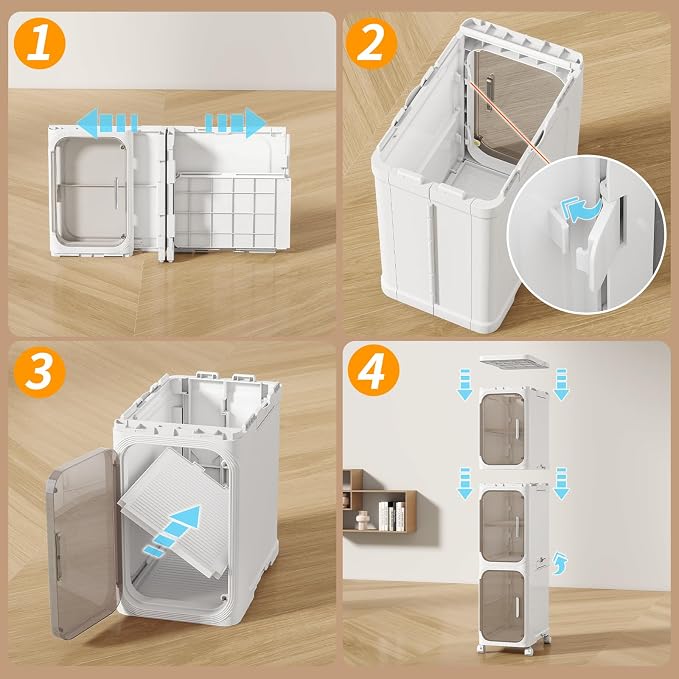 KHNR 3-Tiers Slim Bathroom Storage Cabinet, Foldable Storage Cabinets, Narrow - Image 8