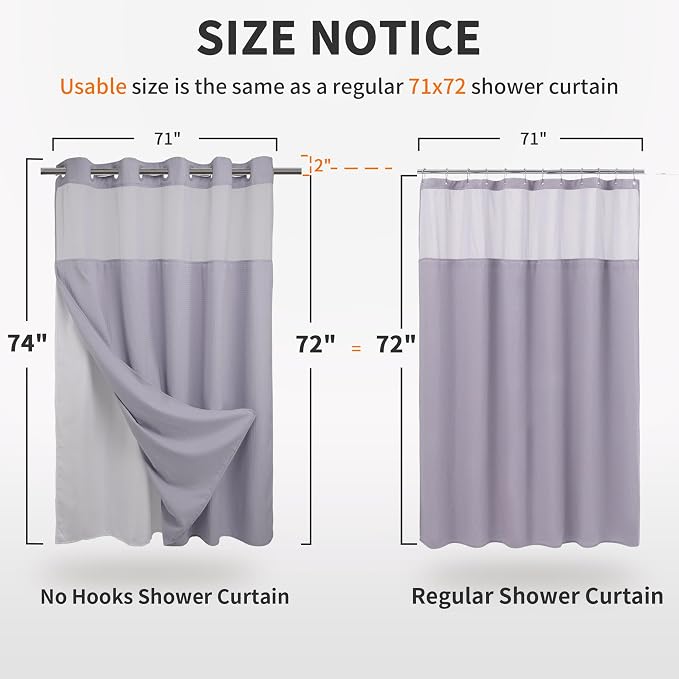 River Dream Heavyweight No Hooks Required Dotted Waffle Weave Shower Curtain - - Image 4