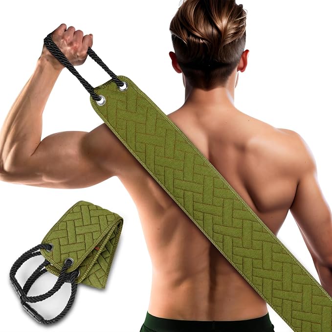 Exfoliating Back Scrubber with Upgraded Handles, 38.5 Inch Double-Sided Body by eaxun