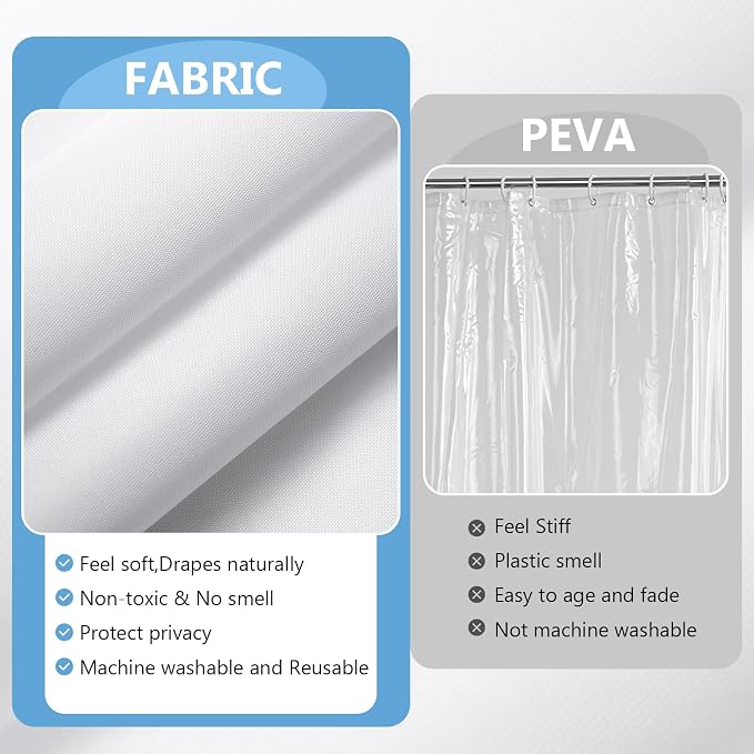 120GSM Ultimate Waterproof Fabric Shower Curtain Liner - Image 5