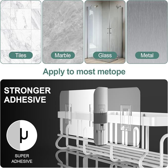 2025 New Adhesive Shower Caddy, Shower Shelves - Image 7