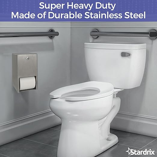 2 Roll Stainless Steel Commercial Toilet Paper Dispenser, Heavy Duty Wall Mount - Image 2
