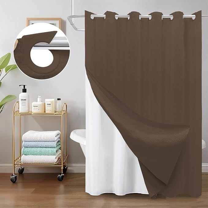 Inhousolu No Hook Waffle Weave Shower Curtain - Image 8