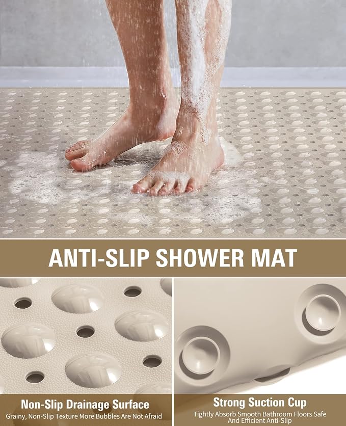 Yolife Extra Large TPE Shower Mat, 47.2" L x 31.5" W Anti Slip Bath Mat - Image 3