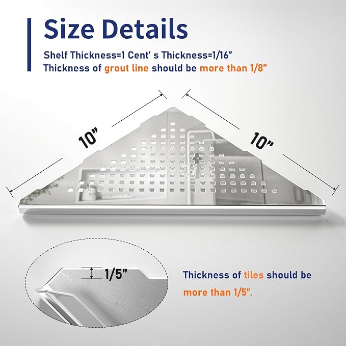 Corner Shower Shelf, Grout in Shelf Racks - Image 5