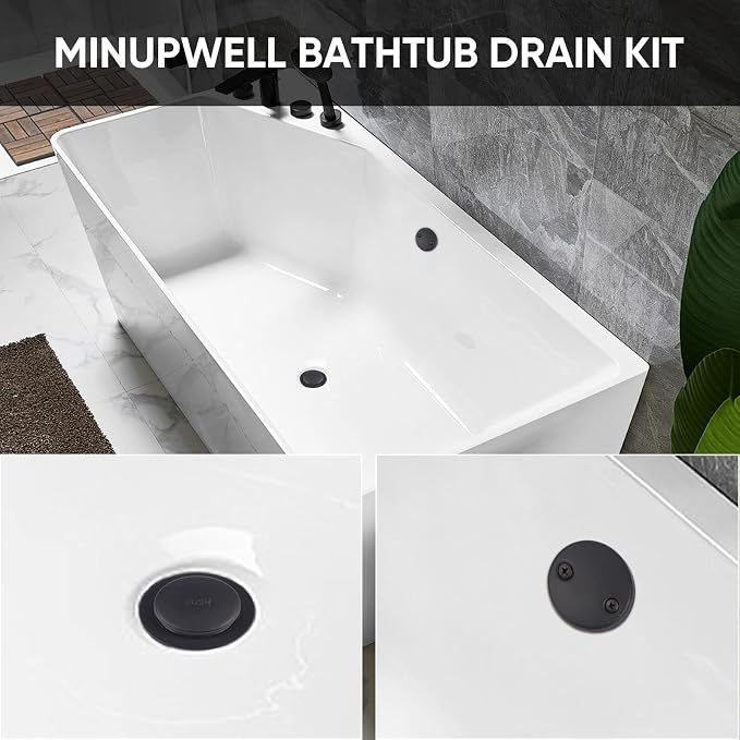 Black Tub Drain Bathtub Drain Conversion Kit - Image 2