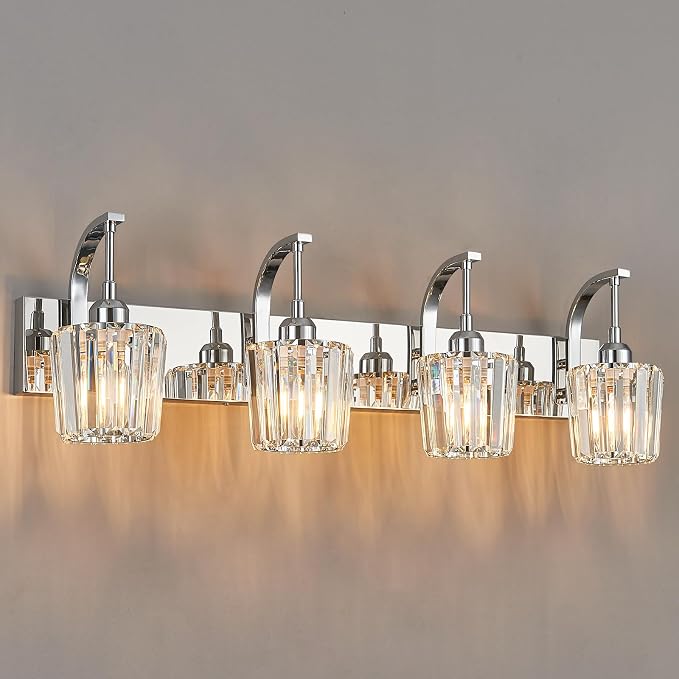 Modern Bathroom Vanity Light, 4-Light Chrome Wall Sconce - Image 8