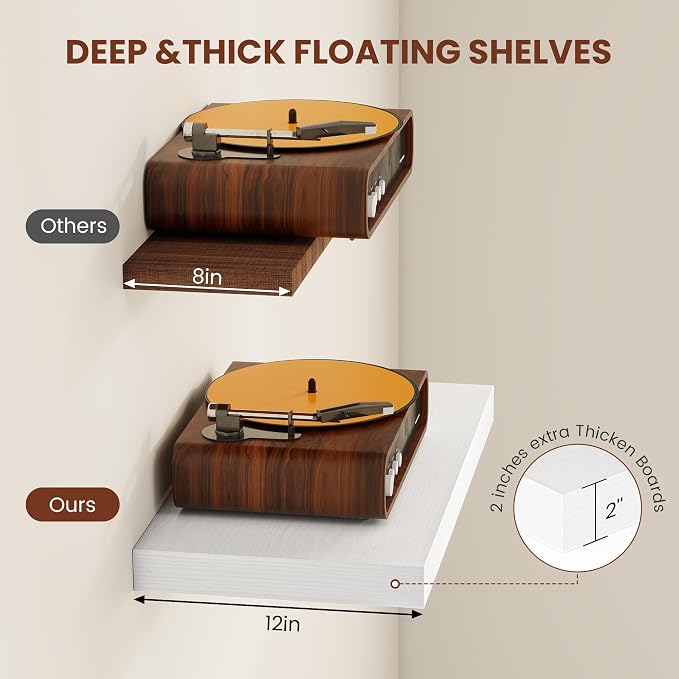 Vivelove 2" Thick Floating Shelves, 47.2 Inch X 12 Deep Shelves - Image 4