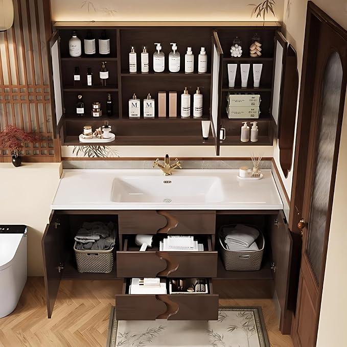 68 inch Bathroom Vanity with Sink – Modern Wall Mounted Bathroom Vanity Cabinet - Image 3