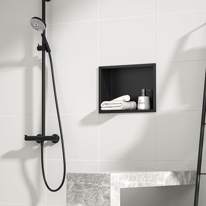 Stainless Steel Shower Niche 18" X 12" Matte Black No Tile Needed Niche Shower - Image 2