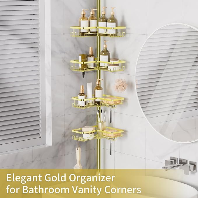 KEGII Corner Gold Shower Caddy Tension Pole - Image 6