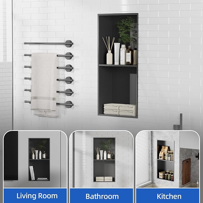 Bathbliss Shower Niche, No‑Tile Recessed Wall Niche, 11.18"x22.3" SUS304 - Image 7