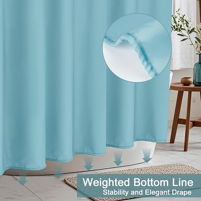 AooHome Stall Size 36x72 Inch Shower Curtiain Liner, Durable Fabric Solid Blue - Image 3