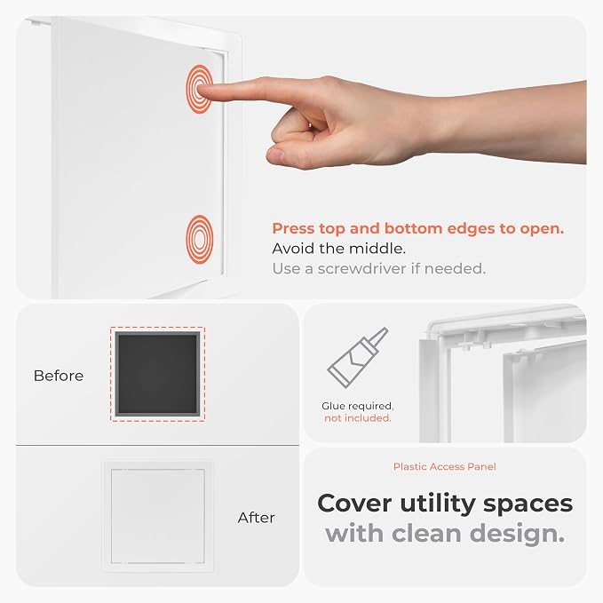 10x10 Inch White Access Panel – ABS Plastic Square Wall & Ceiling Access Door - Image 4