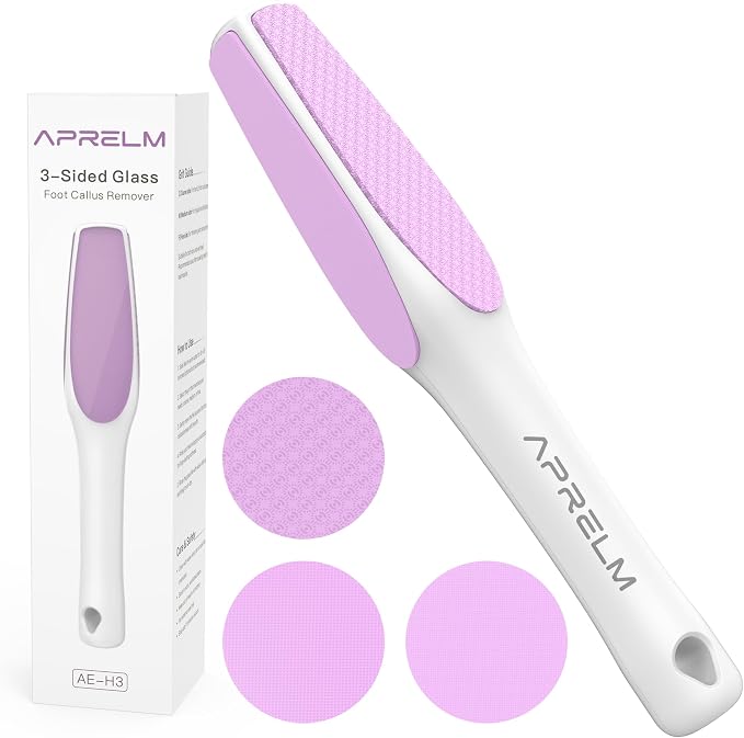 3-Sided Glass Foot Callus Remover, Professional 3-in-1 Foot File, Pedicure Tools by APRELM
