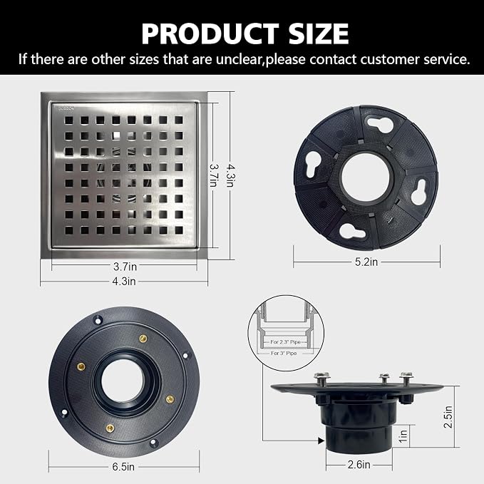 4 Inch Square Shower Drain - Image 2