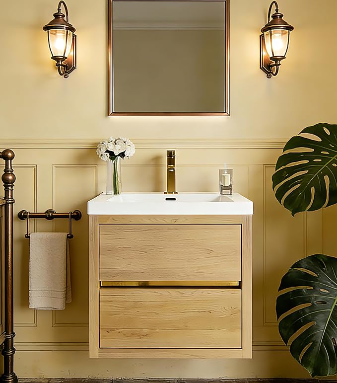 Modern 24" Wall-Mounted Bathroom Vanity by VUMALL