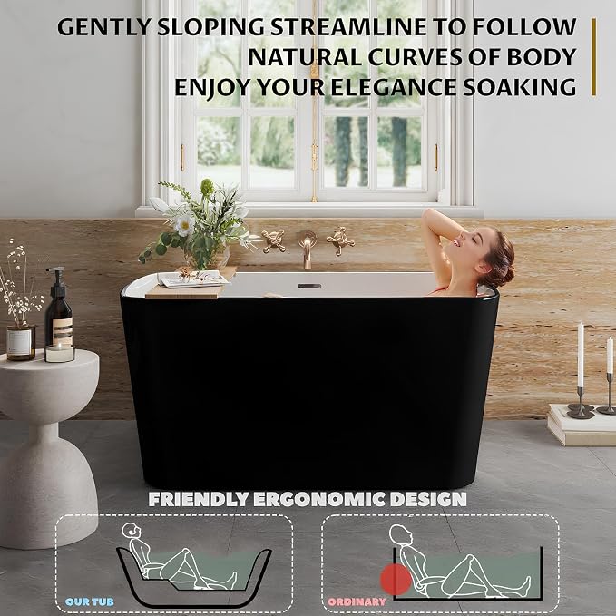 49‘’ GarveeHome Acrylic Freestanding Bathtub, Deep Soaking Stand Alone Tub - Image 6