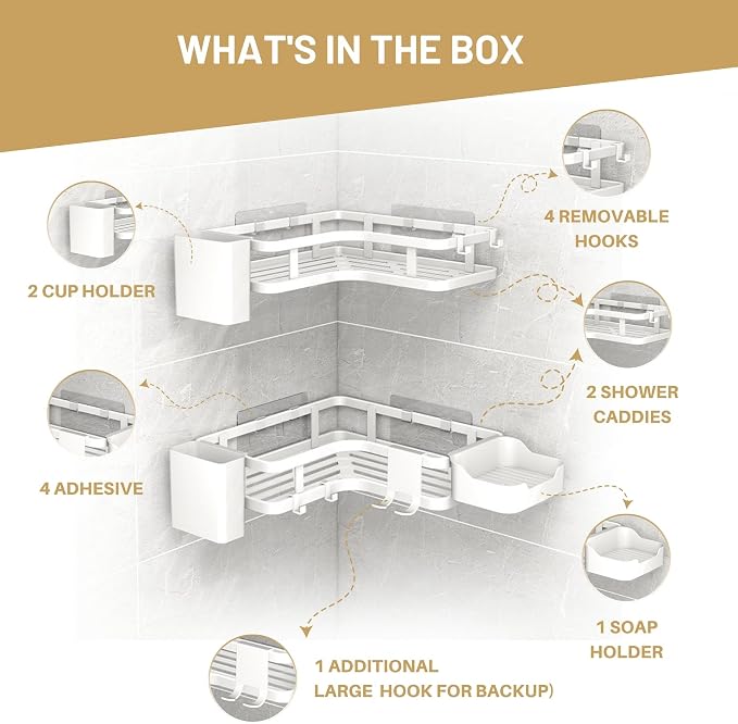 Adhesive Corner Shower Caddy Hanging - Image 6