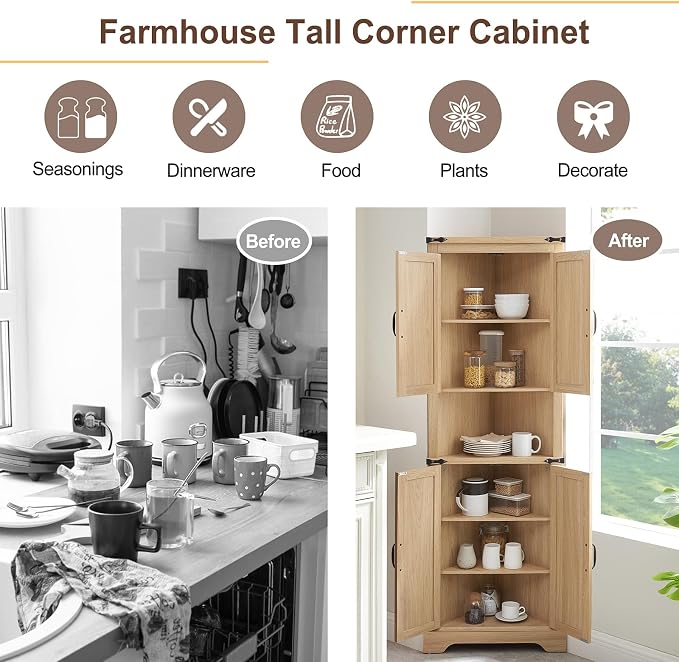 Tall Farmhouse Corner Cabinet - Image 6
