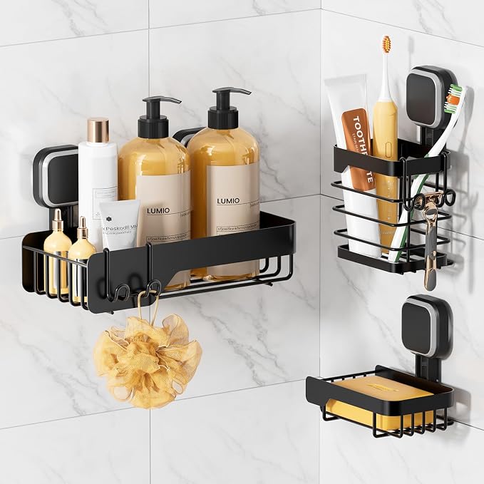TAILI Shower Caddy Suction Cup 3 Pack, Stainless Steel Rustproof Shelves by TAILI