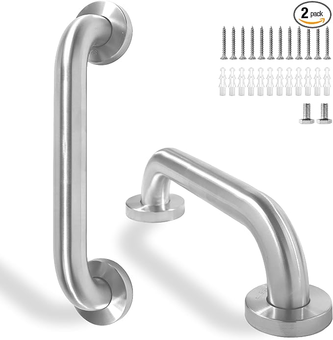 Shower Grab Bar, 2 Pack 12 Inch Brushed Nickel Bathroom Safety Bar, 1.25" by Rackickyer
