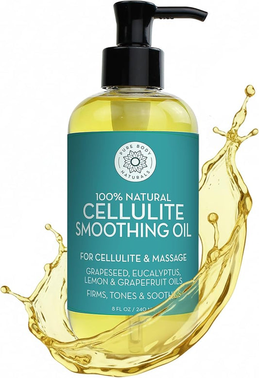Pure Body Naturals Anti Cellulite Massage Oil, 8 fl oz | 100% Natural Cellulite by PureBodyNaturals