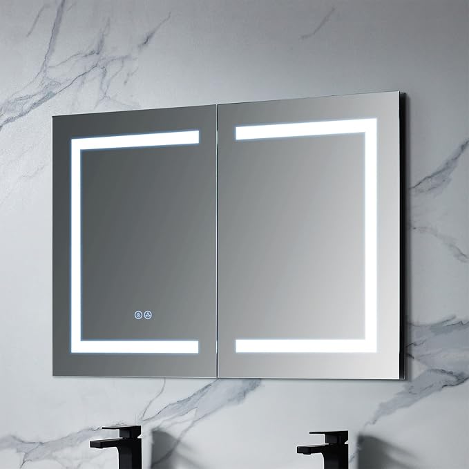 Blossom 40x26 LED Lighted Bathroom Medicine Mirror Cabinet, Recessed/Surface - Image 8