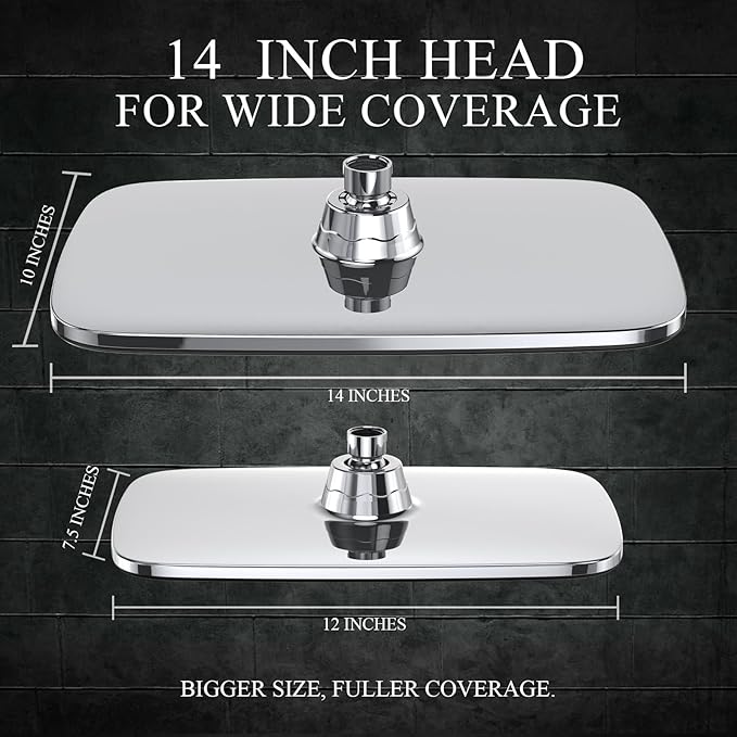 Veken 14" Wide Rain Shower Head - Image 3