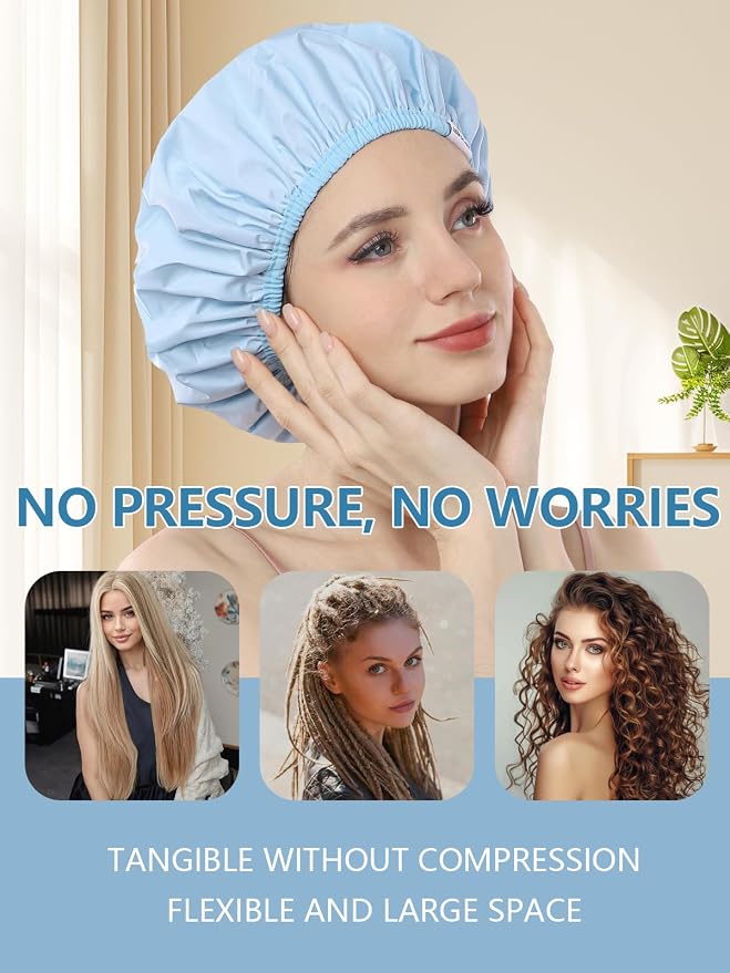 Years calm Shower Caps For Women Reusable Waterproof，Pattern And Solid Color - Image 9