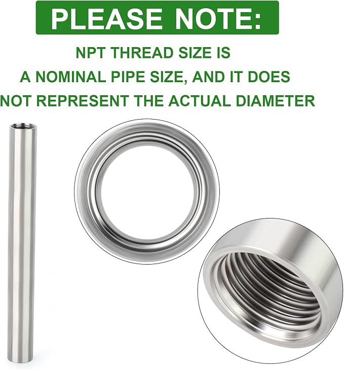 TAISHER 2PCS Stainless Steel Pipe Fittings, 1/4" NPT x 1/4" NPT Female Threaded - Image 3