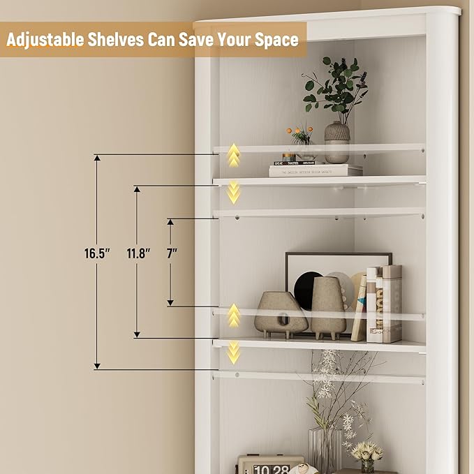 69" Tall Corner Shelf with Doors, 7-Tier Corner Storage Cabinet with Doors - Image 4