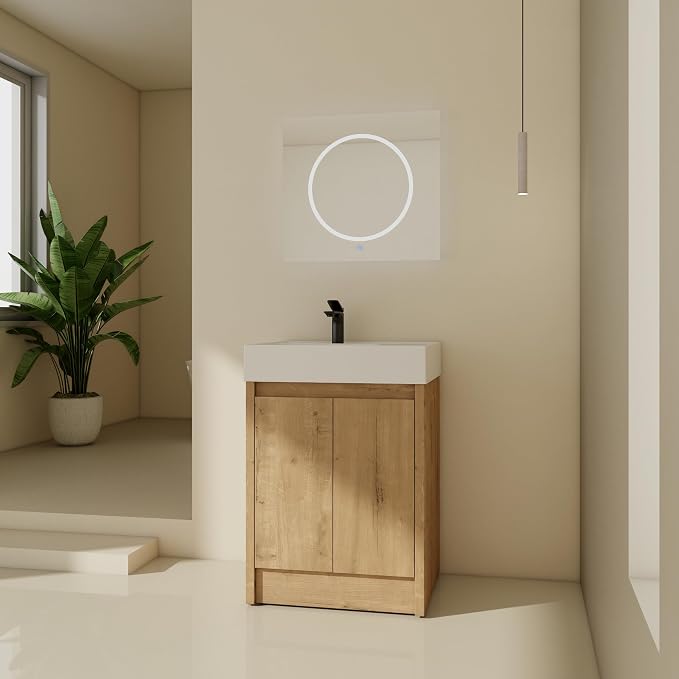 24 inch Bathroom Vanity with Sink, Bathroom Vanity Cabinet W/Resin Sink - Image 8