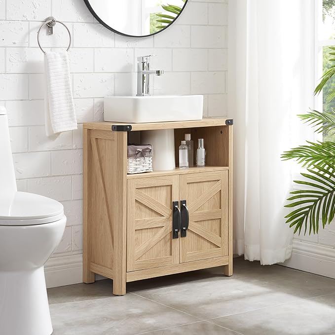 Bathroom Floor Cabinet, Adjustable Shelf, Barn Doors, Farmhouse Bathroom - Image 3