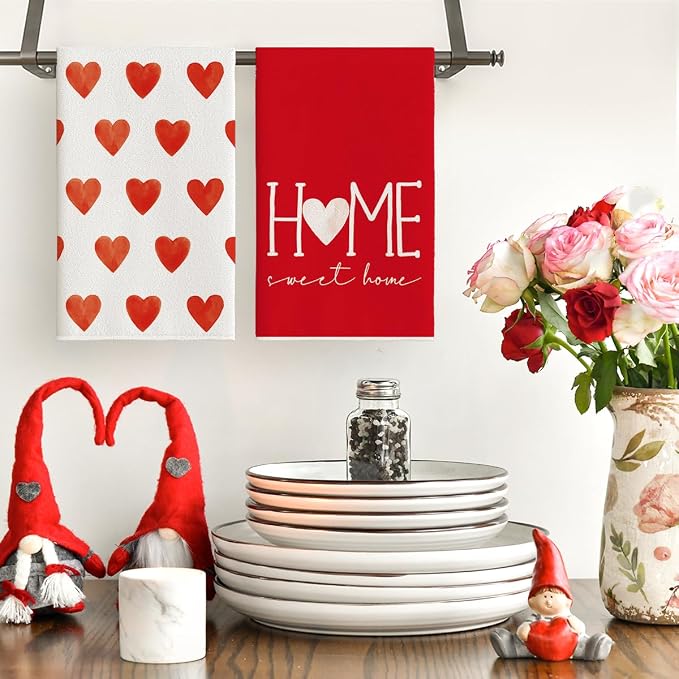 Artoid Mode Red Heart Love Valentine's Kitchen Towels Dish Towels, 18x26 Inch - Image 2