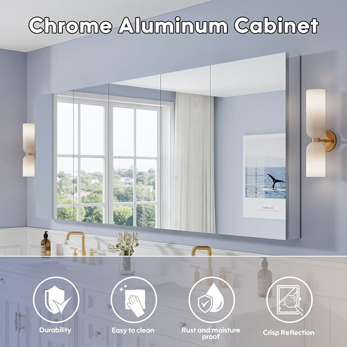 WELLFOR 92" x 36" Bathroom Medicine Cabinet - Image 3