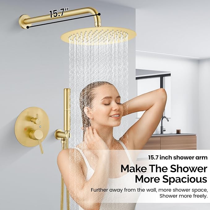 Airuida Shower Fixtures 2 Functions Shower Faucet Set Wall Mounted - Image 2