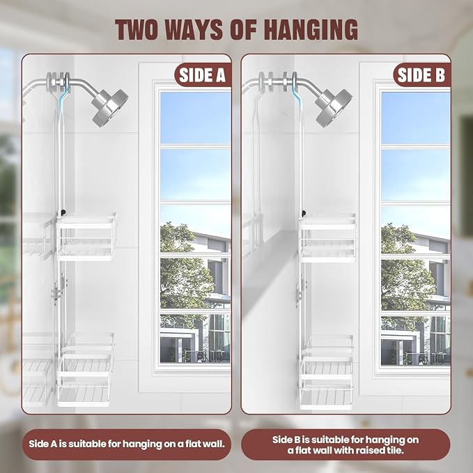 REINHARDT Adjustable Shower Caddy Hanging Rustproof Shower Caddy - Image 8